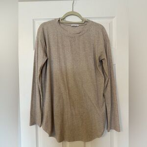 First Love by Lovelyn Ribbed Long-Sleeve Maternity-Friendly Top - Taupe - L